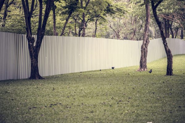 Big fence in an urban park